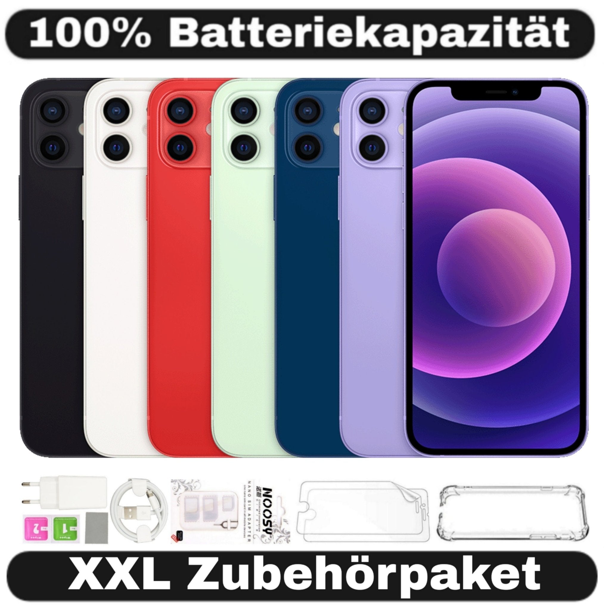 Apple iPhone 12 Mini - 64 128 256 GB - Schwarz Rot Weiß Blau - 100% Batterie - Refurb.Kings